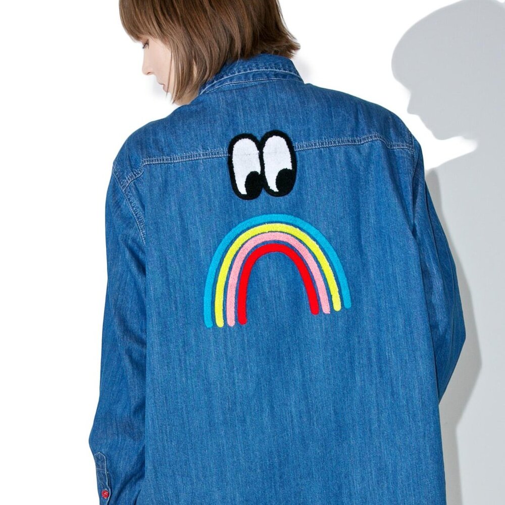 Lazy Oaf Sad Rainbow Shirt Size M/L